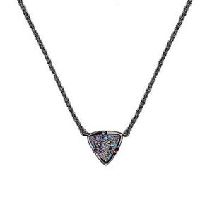 Kendra Scott Triangular Drusy Gunmetal Pendant